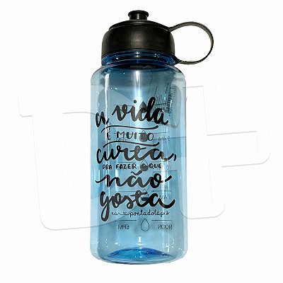 Garrafa Plastica 1000ml Cristal Azul Frase - Onyx