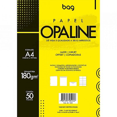Papel A4 180g C/50f Opaline Branco - Bahia Artes