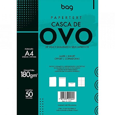 Papel A4 180g 50f Casca Ovo Branco - Bahia