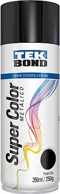 Tinta Spray 350ml Supercolor Metal Preta - Tekbond