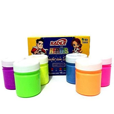 Tinta Guache 15ml 6 Cores C/brilho - Radex