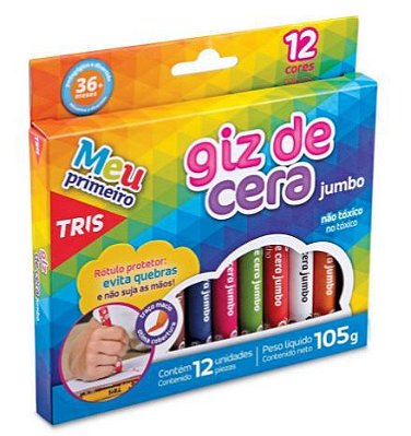 Giz Cera Jumbo 12 Cores Sortido - Tris
