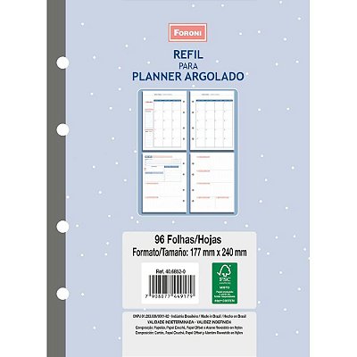 Refil Planner 177x240cm Argolado - Foroni