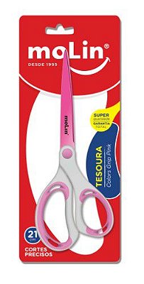 Tesoura Colors Grip 21cm Rosa - Molin