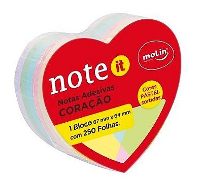 Notas Adesivas 250 Folhas Coracao - Molin