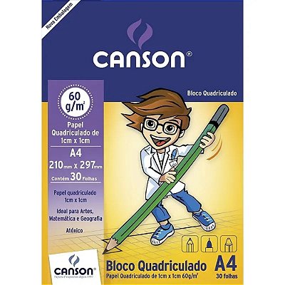 Papel Escolar 60g A4 30f Quadriculado - Canson