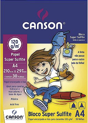Bloco Desenho A4 120g 30f Liso Infantil - Canson