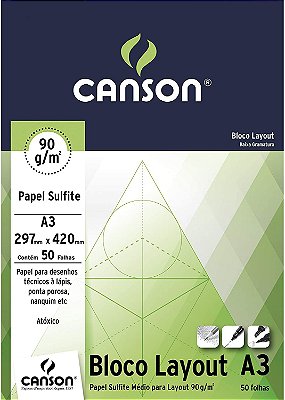 Bloco A3 90g 50f Layout Marg Tecnico - Canson