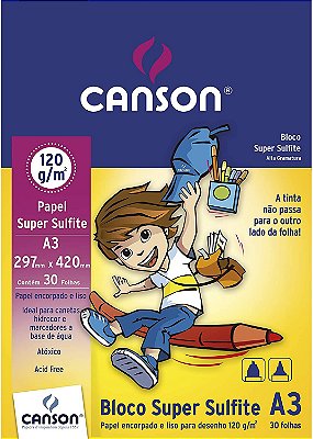 Bloco Desenho A3 120g 30f Liso Infantil - Canson
