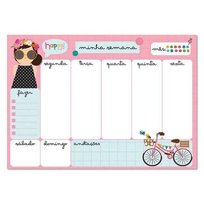 Bloco Planner Semanal 90g 60f H Hey - Me Encanta