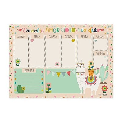 Bloco Planner Semanal 90g 60f Lhama - Me Encanta