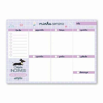 Bloco Planner Semanal 90g 60f Hola Dog -me Encanta