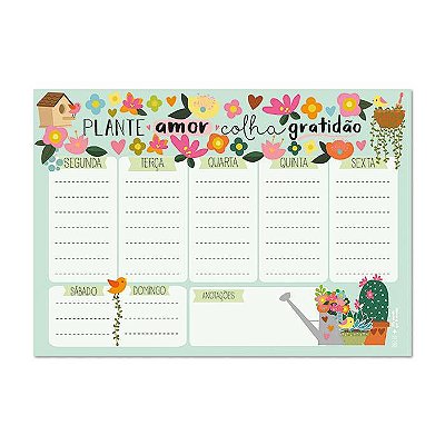 Bloco Planner Semanal 90g 60f Jardim - Me Encanta