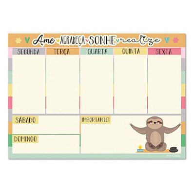 Bloco Planner Semanal 90g 60f Preguica -me Encanta