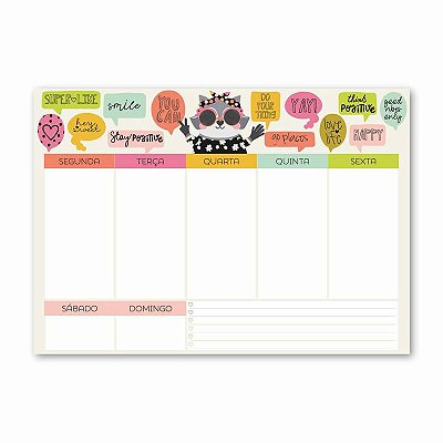 Bloco Planner Semanal 90g 60f Guaxinim -me Encanta