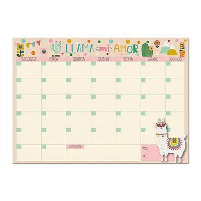 Bloco Planner Mensal 120g 24f Lhama - Me Encanta
