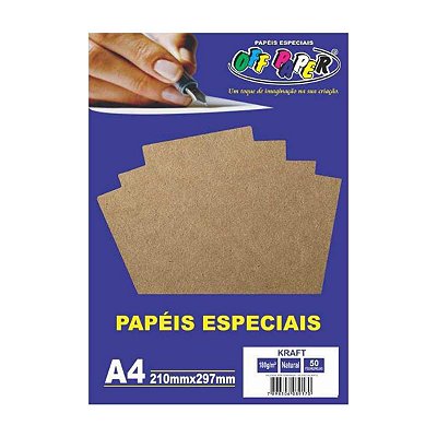 Papel A4 180g 50f Kraft Linho Natural - Off Paper