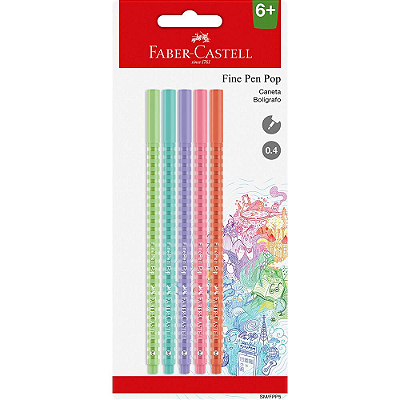 Estojo C/5 Caneta Fine Pen Pop Pastel - Faber