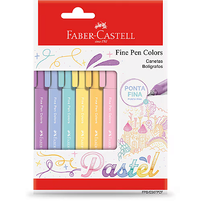 Estojo C/6 Caneta Fine Pen Colors Pastel - Faber
