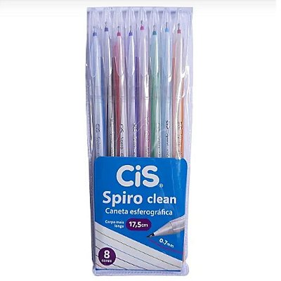 Estojo C/8 Caneta Esf 0,7mm Spiro Clean - Cis