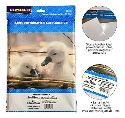 Papel Fotografico A4 80g 50f Adesivo - Masterprint