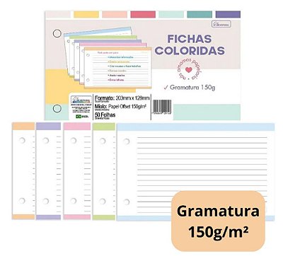 Refil Mini Caderno Arg Fichas Coloridas -cadersil