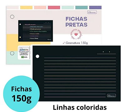 Refil Mini Caderno Arg Fichas Pretas - Cadersil