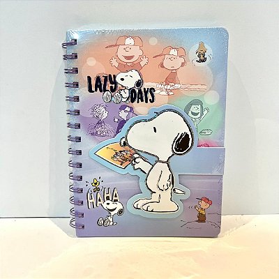 Caderno C/fecho Velcro Snoopy Lendo - Ldr