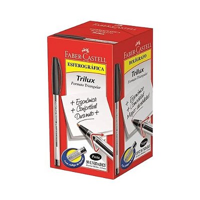 Caneta Esf Trilux C/50 Media Preta - Faber Castell