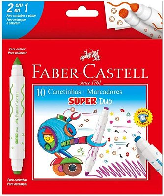 Caneta Hidrografica 2 Pontas Super Duo - Faber