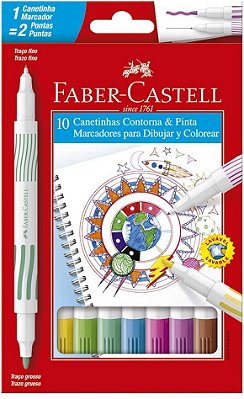 Caneta Hidrografica C/10 Ponta Dupla-faber Castell