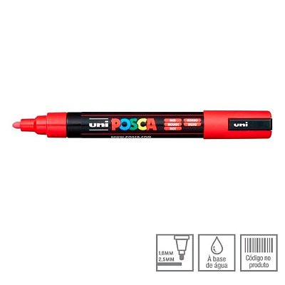 Caneta Bulled Shaped Posca 5m Vermelho - Uni