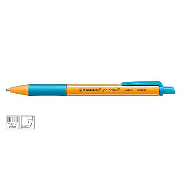 Caneta Esf 0,5mm Pointball Azul Claro - Stabilo