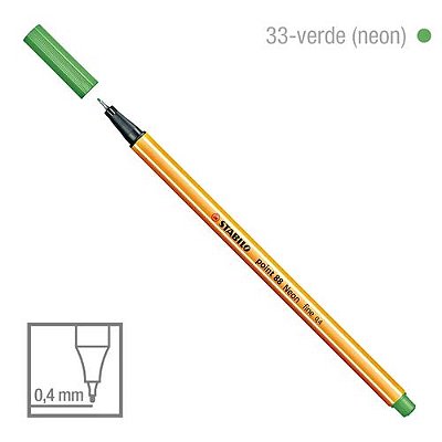 Caneta Point 88/033 0,4mm Neon Verde - Stabilo