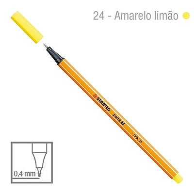 Caneta Point 88/24 0,4mm Amarelo Limao - Stabilo