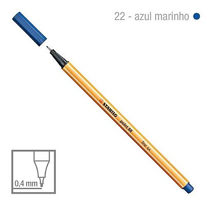 Caneta Point 88/22 0,4mm Azul Marinho - Stabilo