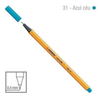 Caneta Point 88/31 0,4mm Azul Ceu - Stabilo