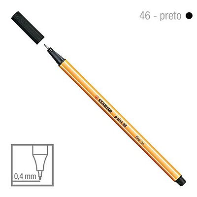 Caneta Point 88/46 0,4mm Preta - Stabilo
