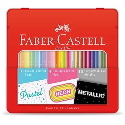 Ecolapis Cor C/24 Cores Pastel/neon/metalico-faber
