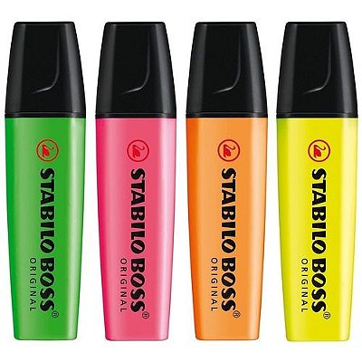 Estojo C/4 Marcador Neon Sortido -  Stabilo Boss