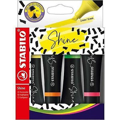Kit Marcador Shine Est C/4 Cores - Stabilo