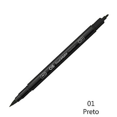 Marcador Dual Brush Aquarelavel 01 Preto - Cis