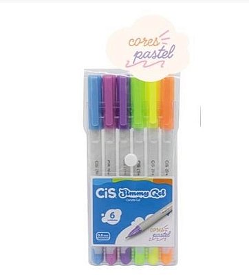 Estojo C/6 Caneta Jimmy Gel 0.8mm Pastel - Cis