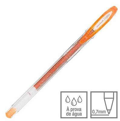 Caneta Gel 1,0 Signo Sparkling Laranja - Uni