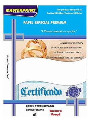 Papel Txt Bco A4 180g 50f Verge - Masterprint