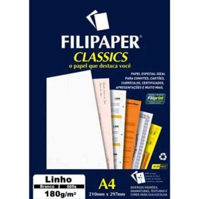 Papel A4 180g 50f Linho Branco - Filipaper