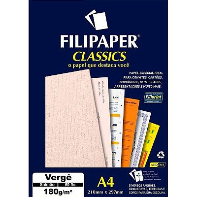 Papel Verge A4 180g 50f Salmao - Filipaper