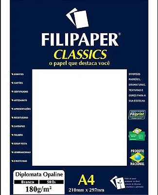 Papel A4 180g 50f Diplomata Bco Classic -filipaper