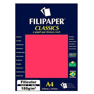 Papel A4 180g 50f Filicolor Pink - Filipaper
