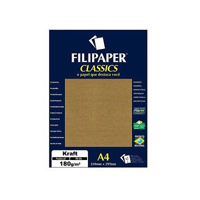Papel A4 180g 50f Kraft Natural - Filipaper